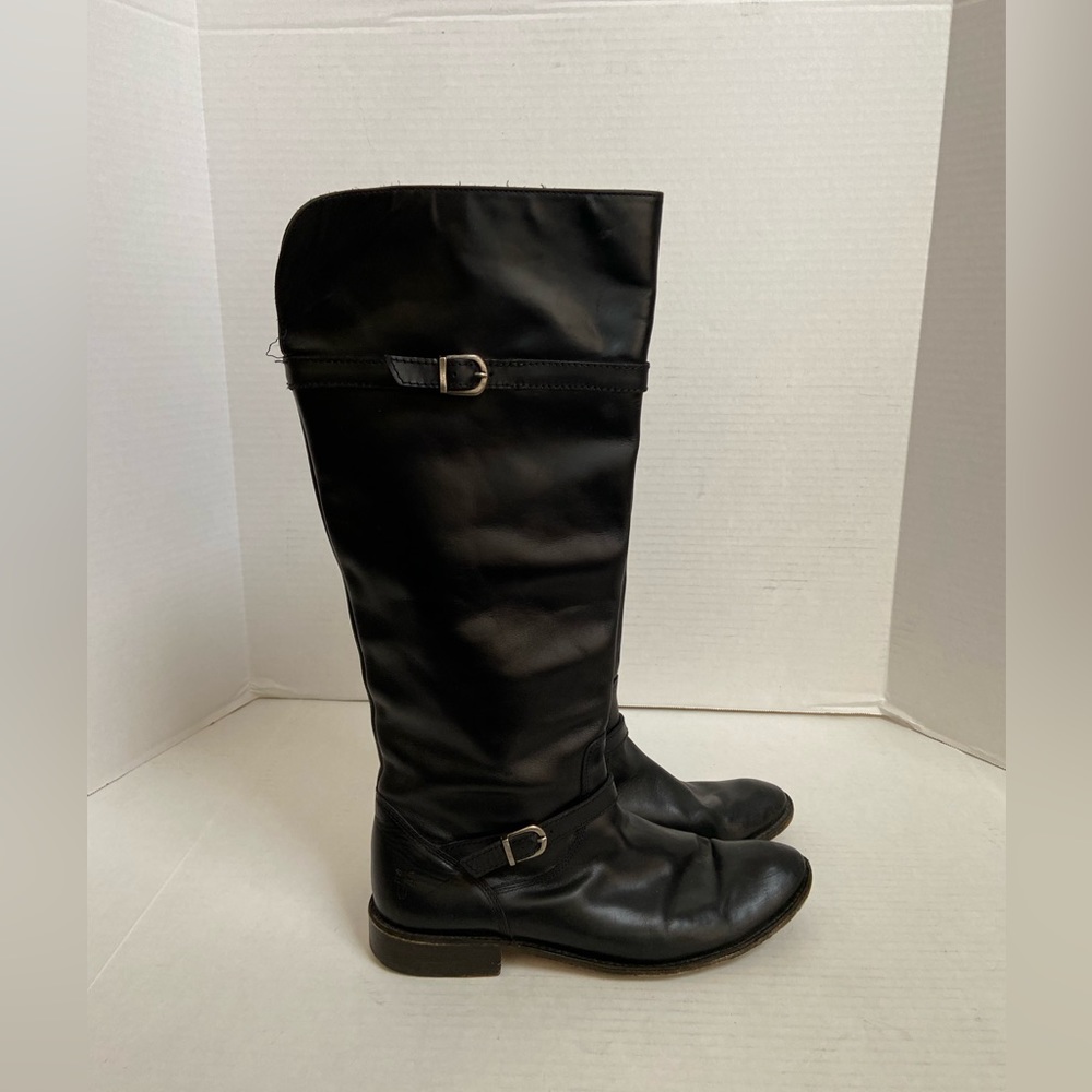 Frye Boots Leather Riding Black Tall Zip Knee Womens Equestrian Size 8.5 Classic
